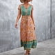 thumbnail image 2 of Vestidos Para Mujer Moda Casual Cuello en V Impreso Elástico Manga Corta Vestido Con Botones Falda Odeerbi ODB127364, 2 of 7