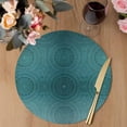 thumbnail image 3 of Ethnic Floral Round 13 Inch Placemats Set of 4, Aqua Teal Vintage Tribe Abstract HeatResistant Non Slip Place Mats for Dining Table, Wipeable Braided Kitchen Table Mats for Housewarming, 3 of 9