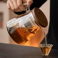 thumbnail image 2 of 800ml Teapot Water Separation Glass Glass Teapot Wooden Handle Heat-Resistant Precise Pouring Tea Kettle Easy to Clean Tea Pot for Loose Tea Brewing, 2 of 7