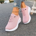 thumbnail image 3 of Women's Slip on Walking Shoes Comfortable Non Slip Mesh Casual Running Sneakers Lace Up Platform Footwear with Arch Support Pink Size 6.5, 3 of 5