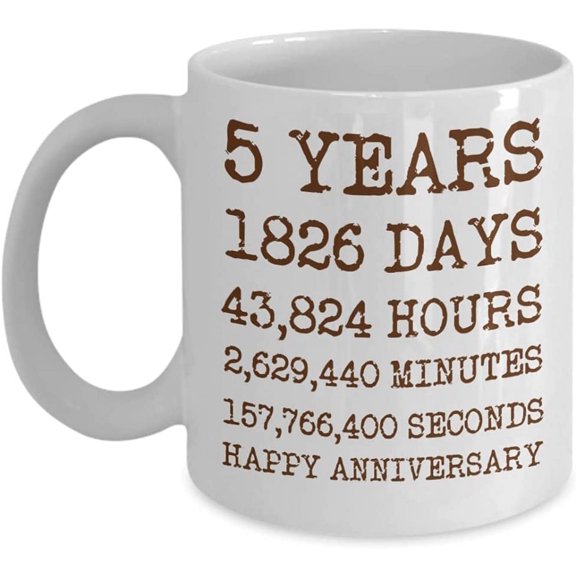 Gifts For 5 Year Wedding Anniversary Husband Wife Mug, 5th Anniversary For Boyfriend Girlfriend Gifts, 5 Years Together Coffee Mug