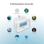 HoMedics Sound Machine and Digital Clock Radio with Time Projection, White, SS-4520