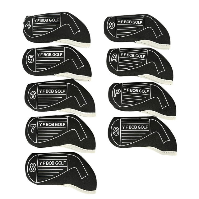 Cubiertas para cabezas de hierro de golf Sharpla 9 piezas protectores de varillas de golf Negro