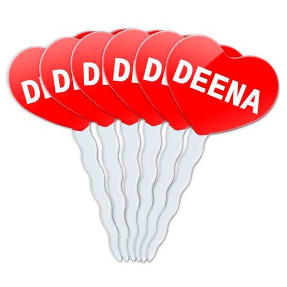 Deena Heart Love Cupcake Picks Toppers - Set of 6