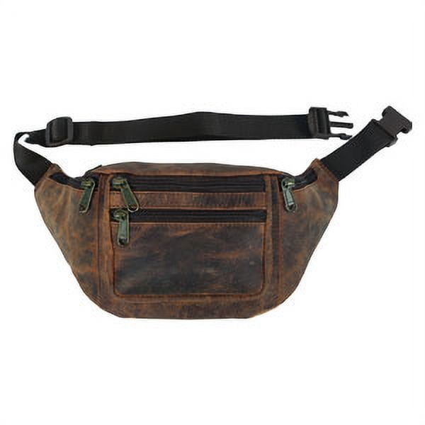 Premium Buffalo Leather Fanny Pack – Unisex Waist Bag with Adjustable Strap & Multiple Pockets, Ideal for Travel, Hiking, Running & Cycling