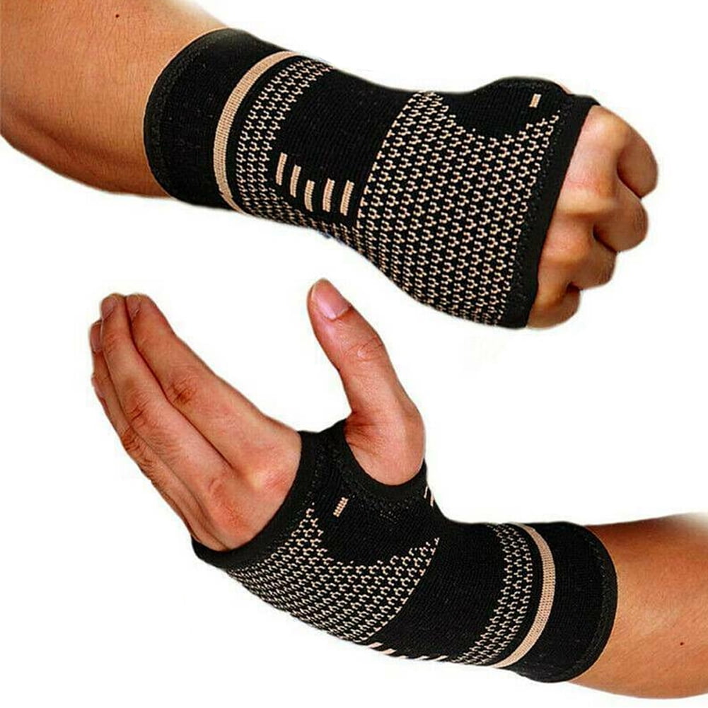 2Pcs Gloves Gel Filled Thumb Hand Wrist Support Arthritis Compression Magne YBA 