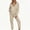 Khaki, variant on Women 2 Piece Outfits Sweatsuit Full Zip Hooded Sweatshirt Jacket Jogger Pants Casual Loose Tracksuit Set with Pockets for Workout Jogging Daily Street Going‑out Wear White L