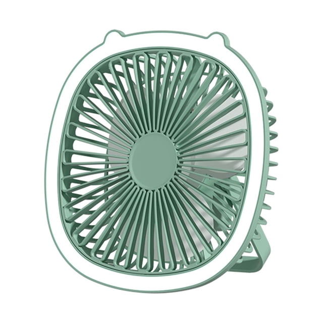 Green Usb Rechargeable Desk Fan With Light Hanging Ceiling Fan 3 Wind Levels 1200Mah Portable Quiet High Velocity Compact Mesh Safe For Dorm Camping Office