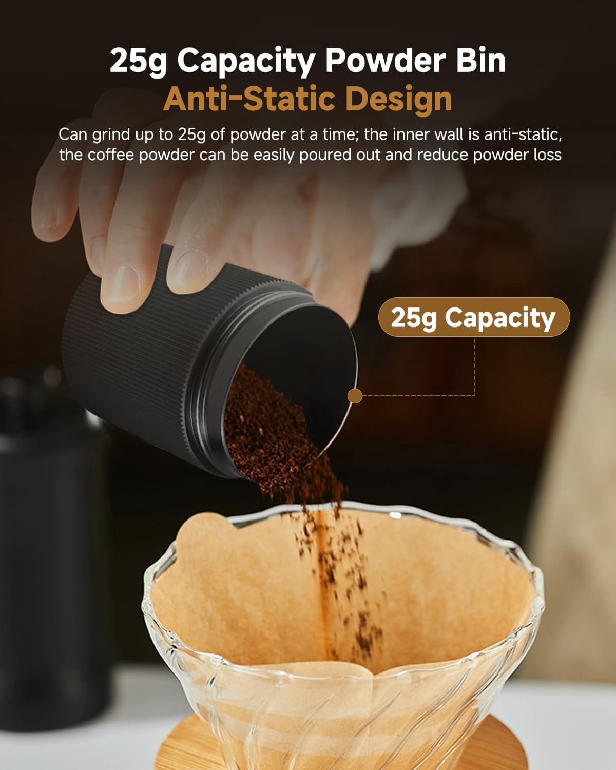 Coffee Grinder, Manual Coffee Grinders, Hand Coffee Bean Grinder Small, Portable CNC Stainless Steel Burr Coffee Grinder with Crank for Espresso, Travel, Camping, Kitchen & Office, Pour Over (Black)
