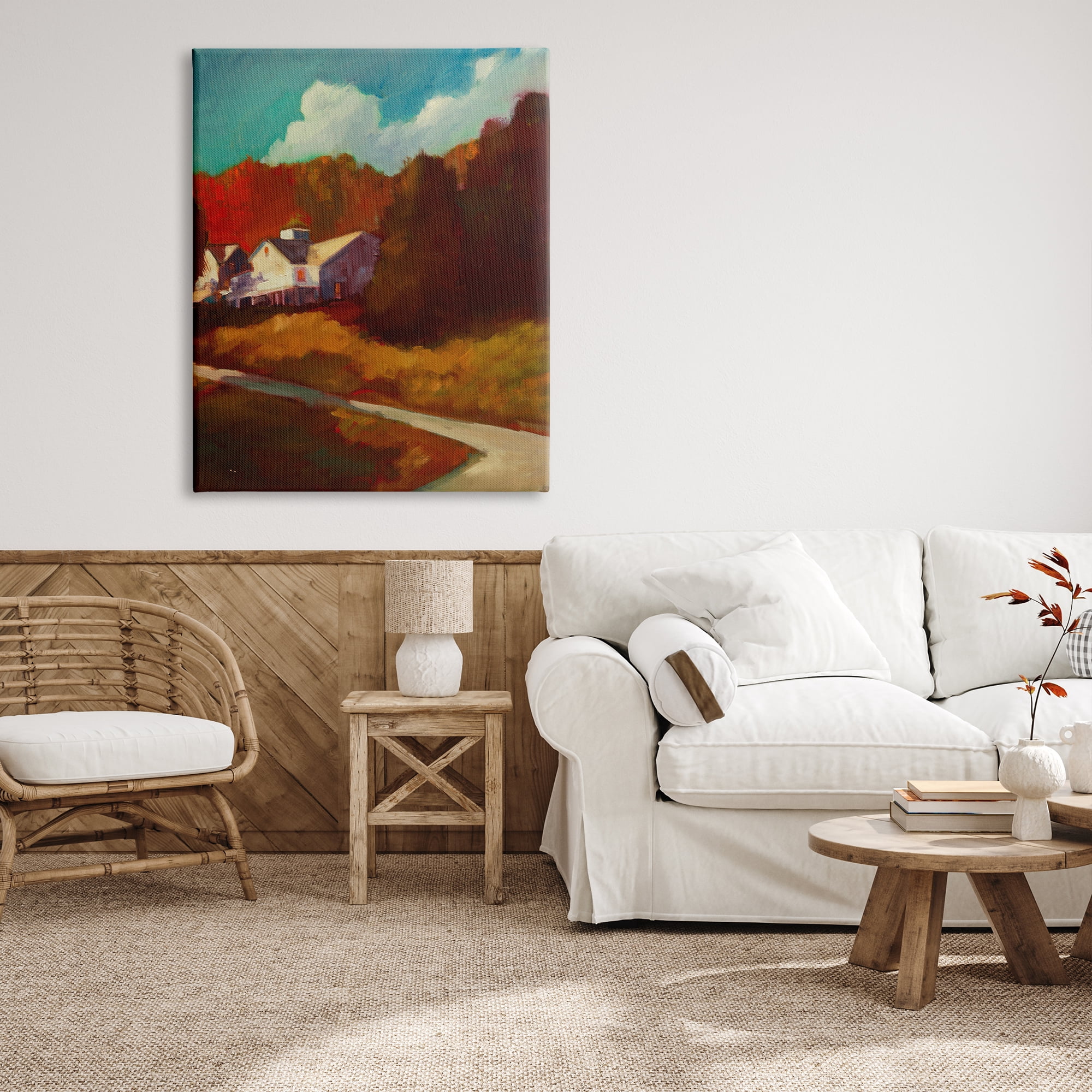 Stupell Industries Autumn Foliage Landscape Nature Painting Gallery Wrapped Canvas Print Wall Art, 36 x 48