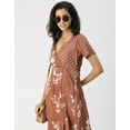 thumbnail image 5 of Moomaya Short Sleeve V Neck A-Line Printed Dress - Women's Trendy A-Line Dress, 5 of 9