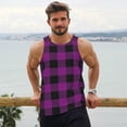 thumbnail image 6 of Uemuo Purple Black Plaid Pattern Men's Muscle Shirts Sleeveless Dry Fit Gym Workout Tank Top Lightweight Sports Tank Top Beach Tank Top, Loose-fit Sleeveless Shirt-4X-Large, 6 of 7