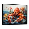 thumbnail image 2 of Designart "Coral Yellow Lobster beauty Geometric" Animals Floater Framed Canvas Wall Art, 2 of 7