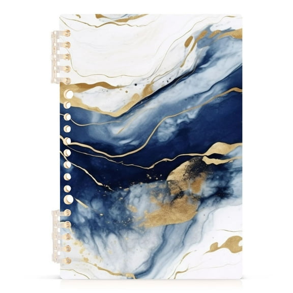 Spiral Journal Notebook Blue Marble with Gold College Ruled Notebook 8.3" x 5.7" A5 Lined Thick Paper Page