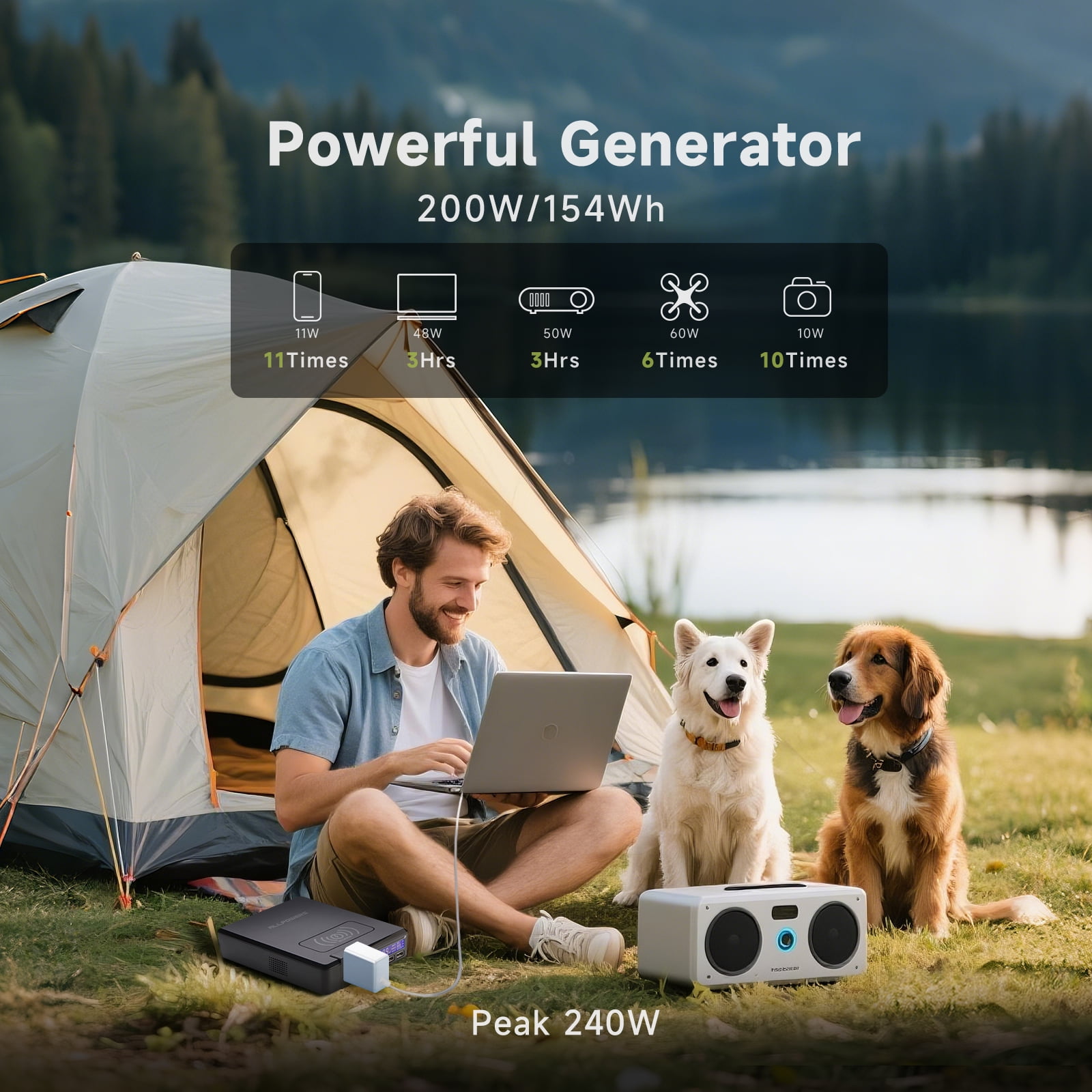 ALLPOWERS 200W Portable Power Station, 154Wh Solar Generator with Wireless Charge, Fast Charging Power Bank  Backup Battery for Phone, Laptop, RV, Camping, Fishing Outdoors