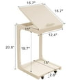thumbnail image 3 of KASLANDI C Shaped End Table, Bedside Table with Wheels, Wooden Couch Table with Adjustable Desktop for Living Room, Bedroom, White, 3 of 9