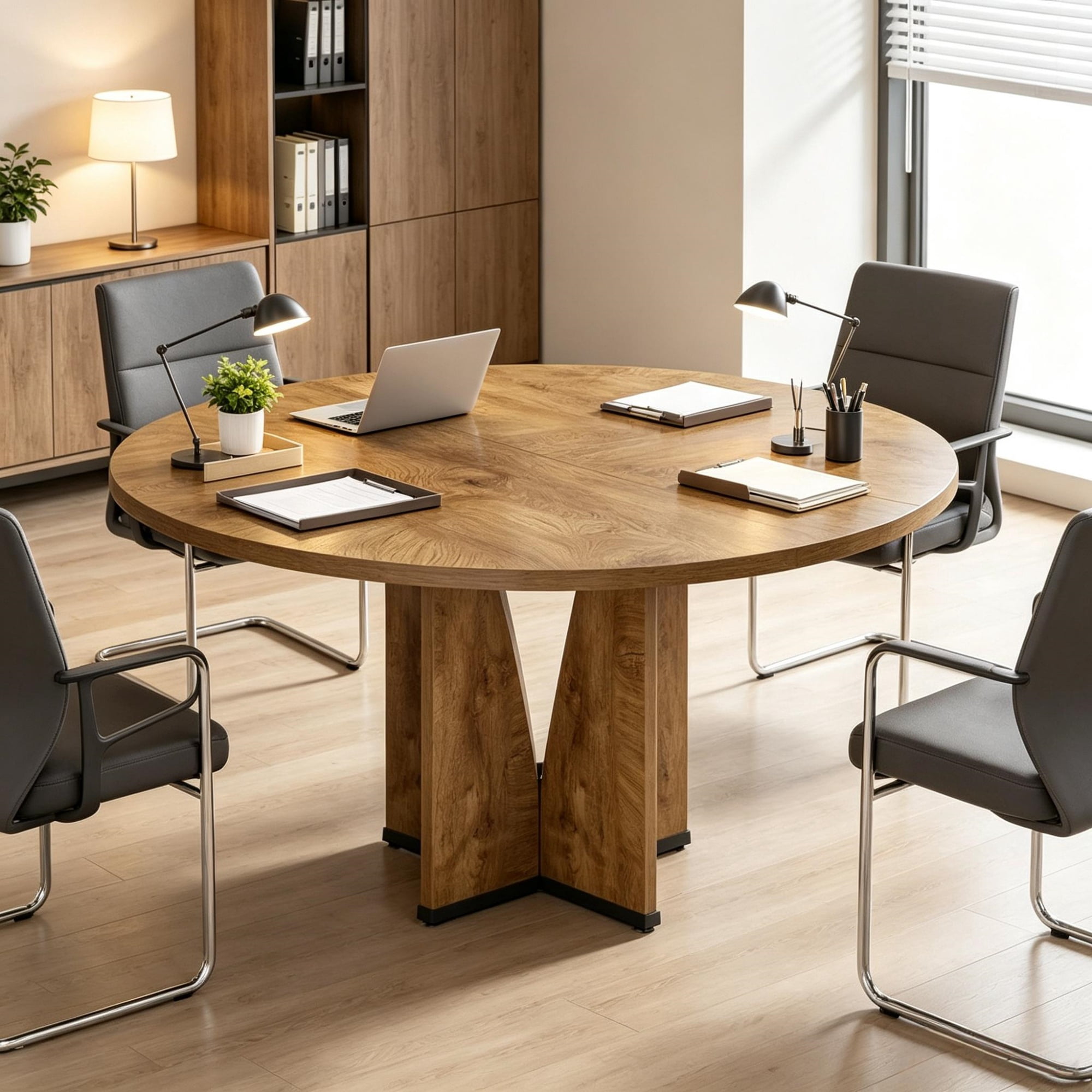 39 in Round Conference Table for 4 People, MDF Office Table for Meetings