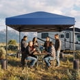 thumbnail image 2 of PATBRELA 10x10 Pop Up Canopy Tent with 99% UV Blocking, Easy Setup Outdoor Shelter for Patio, Garden, Beach, Includes Sandbags and Stakes, Navy, 2 of 10