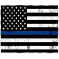 thumbnail image 4 of Blue Line Police Blanket United States Police Flag Print Gifts for Men Boy Dad Husband Son Adult Home Bedroom Living Room Decor Soft Cozy Lightweight Plush Throw Blankets 50"x60", 4 of 6