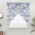 thumbnail image 5 of Boho Blue Floral Kitchen Window Curtains, Swag Curtains Valance for Bedroom Living Room Bathroom, Vintage Farmhouse Paisley Plant Leaf Rod Pocket Window Curtain Block Drapes 2 Panels 36"x63", 5 of 9