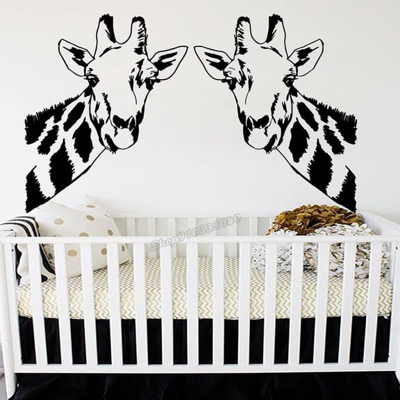 Giraffe Wall Decals Giraffes Safari Jungle Family Wall Stickers Vinyl Art Decals for Kids Room Baby Room Nursery Decor 57x34cm