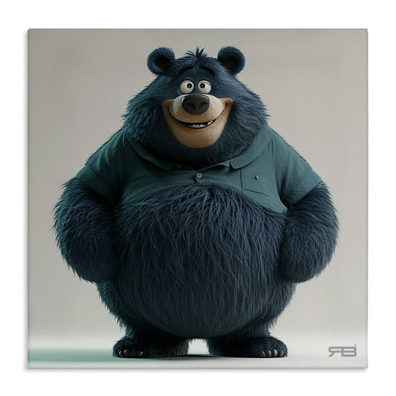 Stupell Industries Black Bear with Shirt Animals Painting Wrapped Canvas Art Print Wall Art, 17 x 17