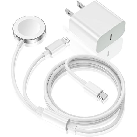 2 in 1 USB C Compatible with i Watch Charger Magnetic Watch Fast Charging Cable Cord 6Ft,Type C Wall Block Compatible for Watch Series Ultra/9/8/7/6/SE/5/4/3/2/iPhone 14/13/12 Case
