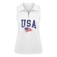 thumbnail image 4 of KHONTS Women's Quarter Zip Golf Shirts USA Printed Independence Day Sleeveless T-Shirts Casual Summer Tops 03-White XL, 4 of 4