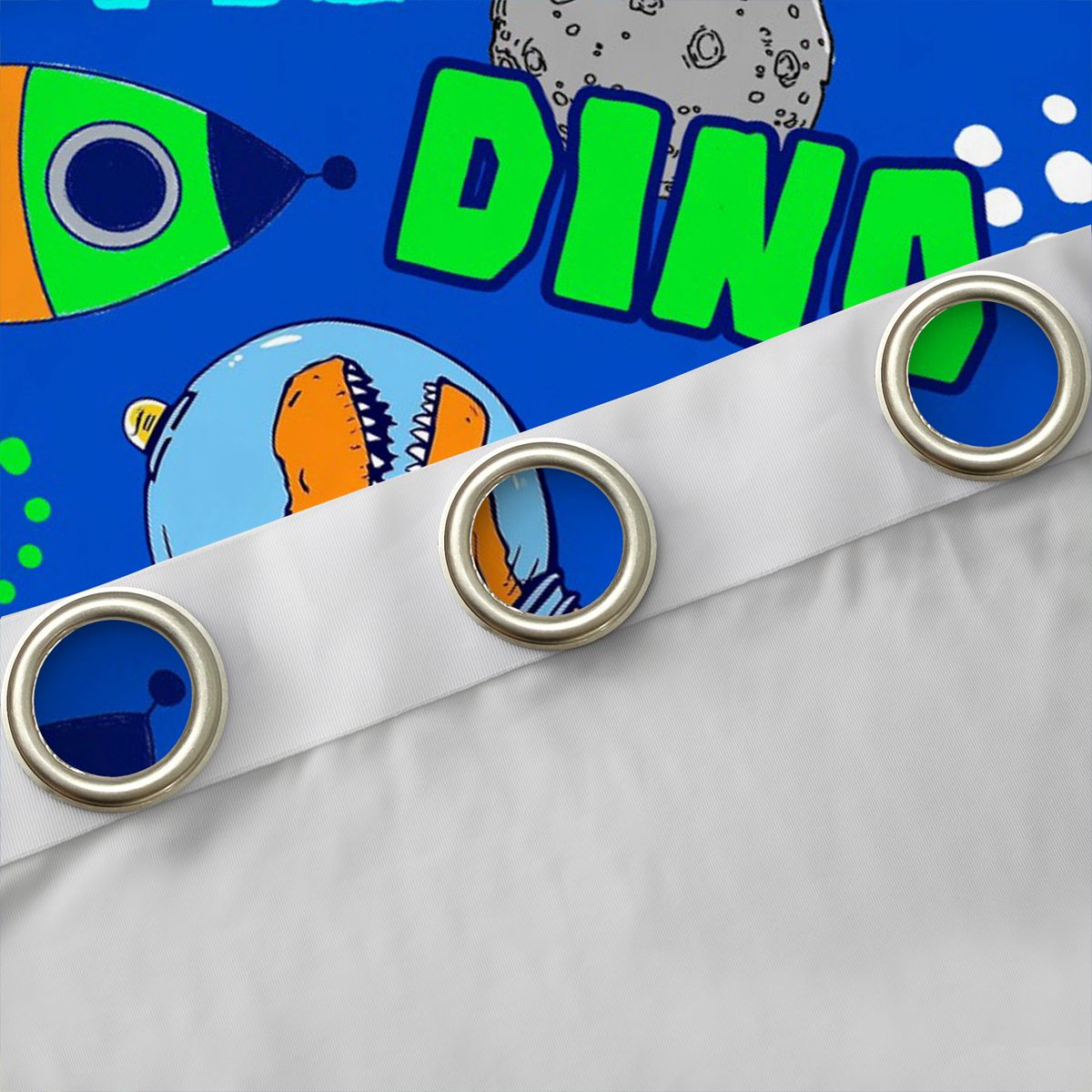 Manfei Cute Dino Dinosaur Black Out Curtains,Cartoon Rocket Planet Curtains Pack of 2 (42x63 Each),Blue Orange Gray Bedroom Curtains For Boys Teens,Super Cozy Room Decor