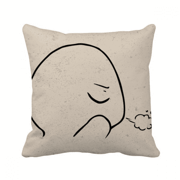 Eyes Closed Expiratory Black Happy Throw Pillow Sleeping Sofa Cushion Cover