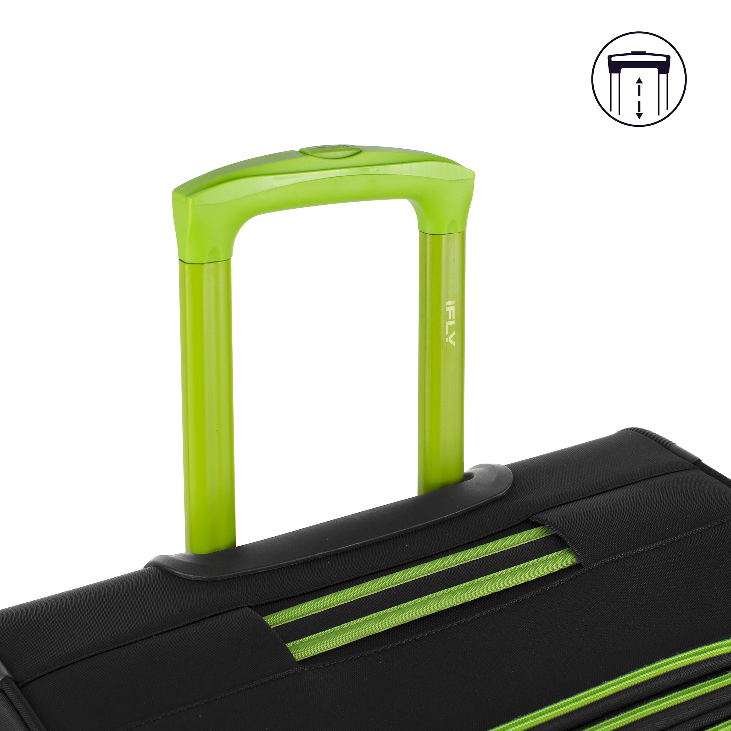 iFLY Softside Accent 24" Checked Luggage, Black/Lime Green