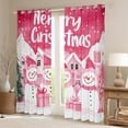 thumbnail image 2 of Manfei Cartoon Xmas Snowman Curtains Pack of 2 (42x84 Each),Pink Christmas House Curtains Blackout,Happy New Year Bedroom Curtains For Kids,Super Cozy Room Decor, 2 of 6
