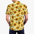 thumbnail image 4 of Balery Sunflowers Printed Men’s Short Sleeve Polo Shirt, Midweight Men's Shirt,Golf Polo shirts -Medium, 4 of 9