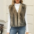 thumbnail image 6 of ClodeEU Women's Winter Warm Sleeveless Vest ,Cozy Short Loose Faux Fur Waistcoat Jacket Gray,Womens Plus XL, 6 of 6