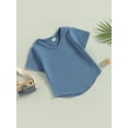 thumbnail image 3 of Arvbitana Toddler Baby Boys Girls Solid Color T-Shirts Short Sleeve V Neck Sweatshirt Summer Loose Classic Pullover Basic Tee Tops 6M-4T, 3 of 7