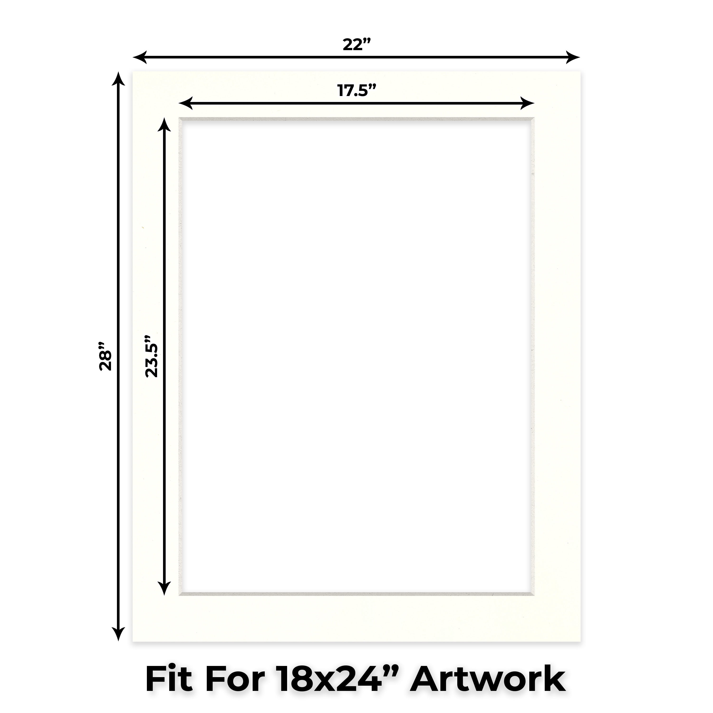 Antique White Picture Frame Mat for 22x28 Frames - Fits 18x24 Photos - 50 Mats