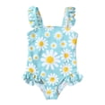 thumbnail image 5 of NAISIBABY Toddler Girls One-Piece Swimsuit, Ruffle Floral Prints Quick Dry Stretchy Summer Beach Bathing Suit Sky Blue 5T, 5 of 9