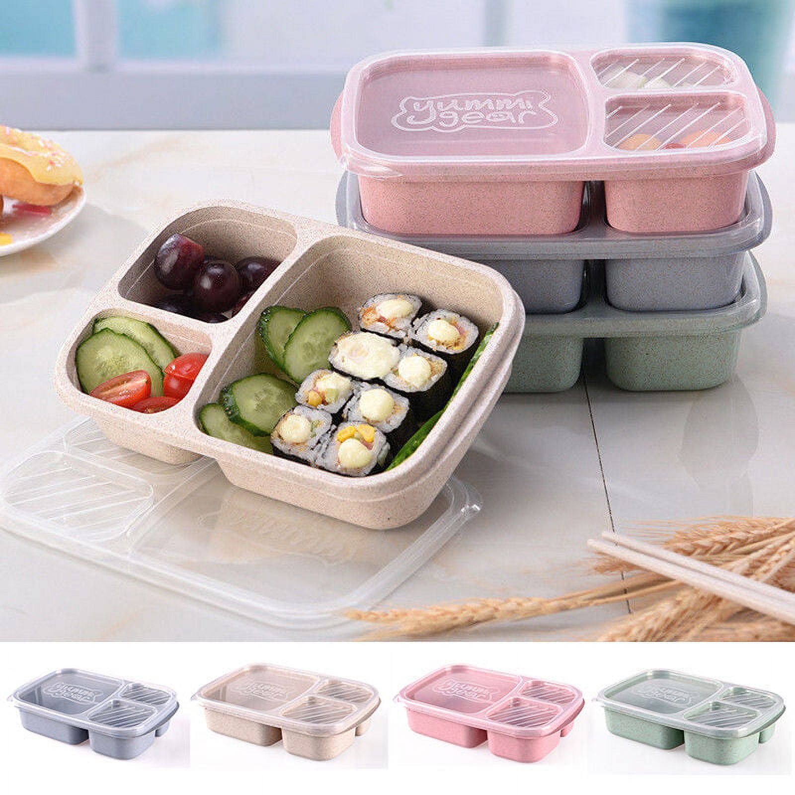 3 Layer Plastic Lunch Box Food Container Bento Lunch Boxes With 3-Compartment Microwave Picnic Food Container Storage Box - image 4 of 5