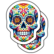 Day Of The Dead Skull Stickers, Colorful Sugar Skull Decals, Wide,Kindle Sticker, Stickers For Tablet, College Gift, Scrapbook Stickers, Gratitude Stickers, Quote Stickers