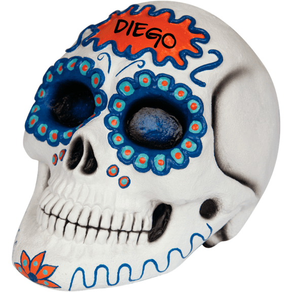 Adorno Calavera Sugar Skull Azul Decoración Día de Muertos Catrina