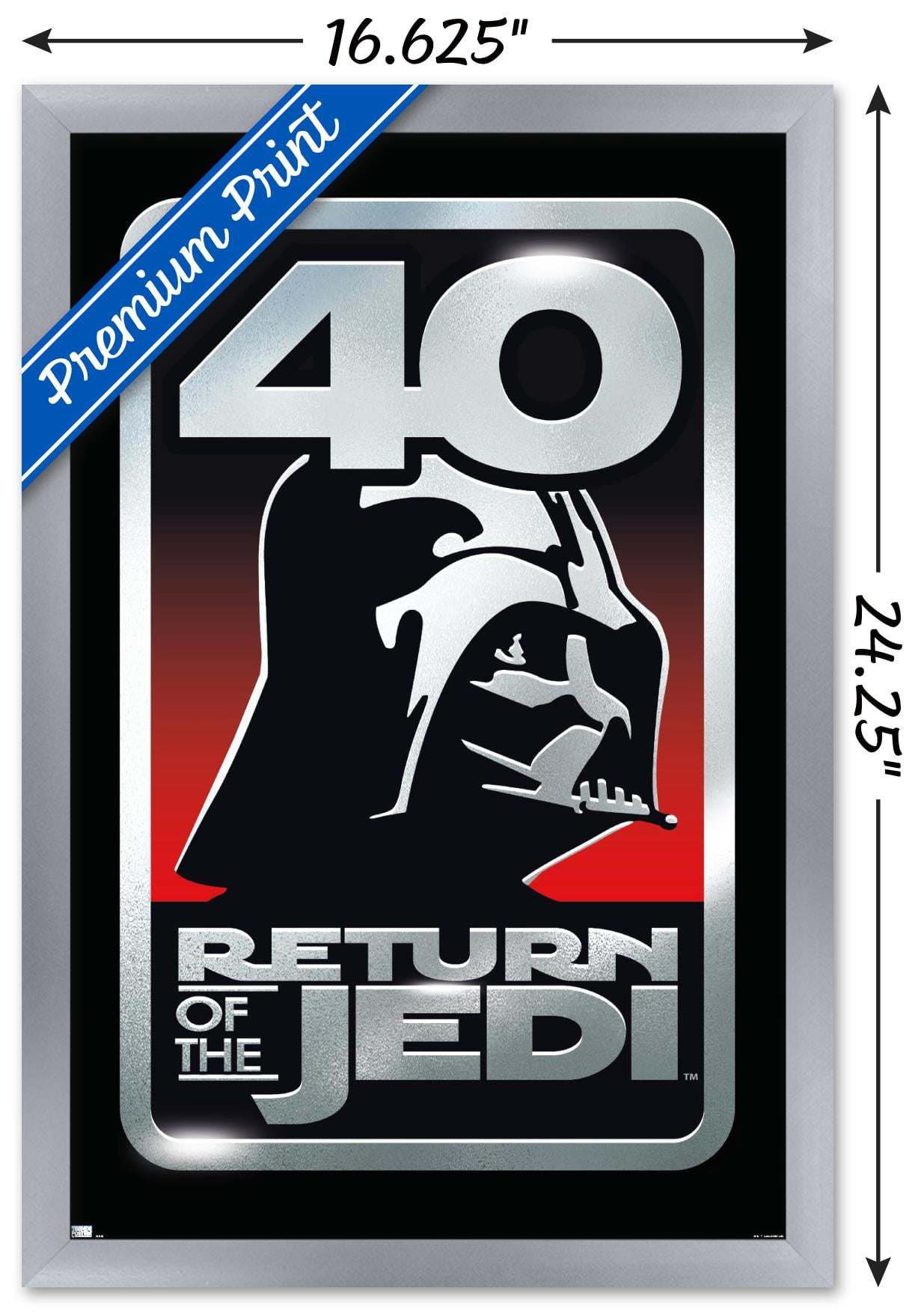 Star Wars: Return of the Jedi - 40th Vader Logo Wall Poster, 14.725" x 22.375" Framed
