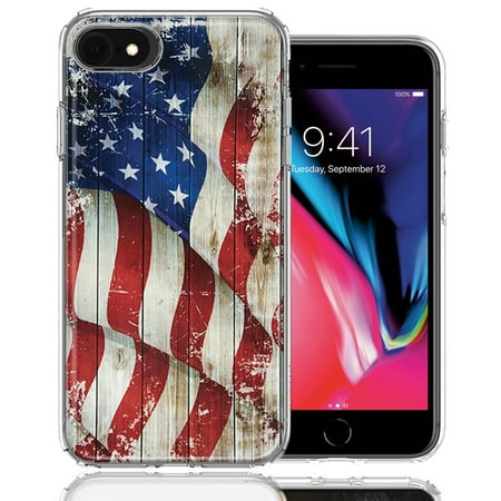 MUNDAZE For Apple iPhone 7/8/SE Vintage American Flag Design Double Layer Phone Case Cover