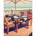 thumbnail image 2 of Boanket Outdoor Tablecloth with Umbrella Hole for Patio/Picnic/Party/Camping, White Orange Flower Waterproof Table Cloth Rectangle Table Cover Washable, Blue Leaves Spring Flowers Pastoral (54"x 80"), 2 of 7
