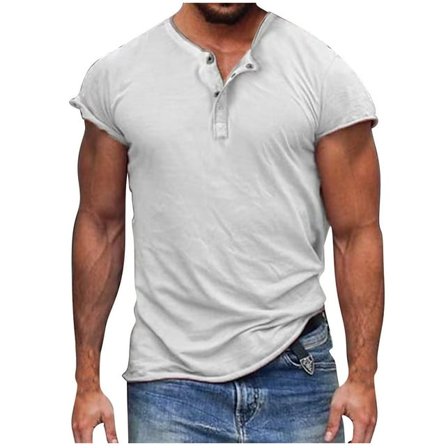 pstuiky camiseta de hombre, Camisa informal de lino con botones y bolsillos de manga corta para hombre ropa de hombre l