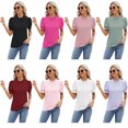 thumbnail image 6 of Baywell Womens Fashion Tops Crewneck Sexy Patchwork Lace Short Sleeve Tee Shirts Casual Knitted Blouses S-2XL, 6 of 7