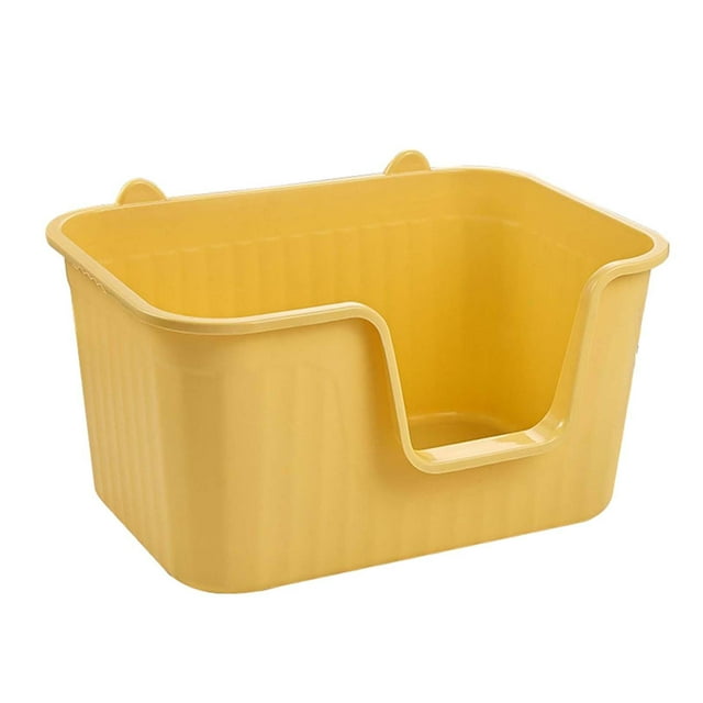 Caja de arena para gatos fácil de limpiar, antisalpicaduras para todo tipo de arena para gatos, parte abierta XL Amarillo