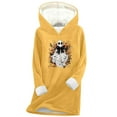 thumbnail image 3 of Feancey Halloween Womens Fleece Hoodie Novelty Ghost Graphic Pullover Sweatshirts Hooded Long Sleeve Sherpa Lined Thermal Tops Yellow M, 3 of 4