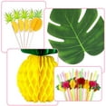 thumbnail image 4 of Hawaiian Party Decorations Set with Grass Table Skirt Hawaiian leis Palm Leaves Hibiscus Flowers Paper Pineapples Umbrellas/Flamingos/Pineapples 3D Fruit Straws Luau Party Supplies, 4 of 7