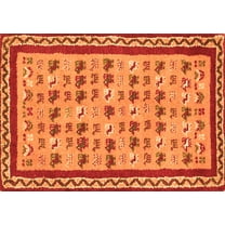 Ahgly Company Indoor Rectangle Abstract Orange Contemporary Area Rugs, 5' x 7'