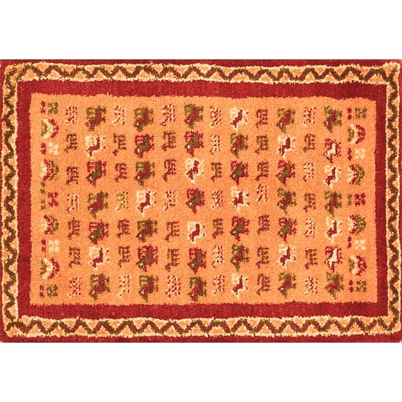 Ahgly Company Indoor Rectangle Abstract Orange Contemporary Area Rugs, 5' x 7'